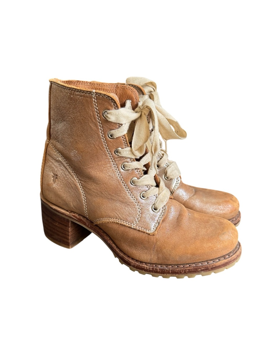 Frye Sabrina 6G Lace-up Boots Tan Metallic Fairycore Renfaire 7